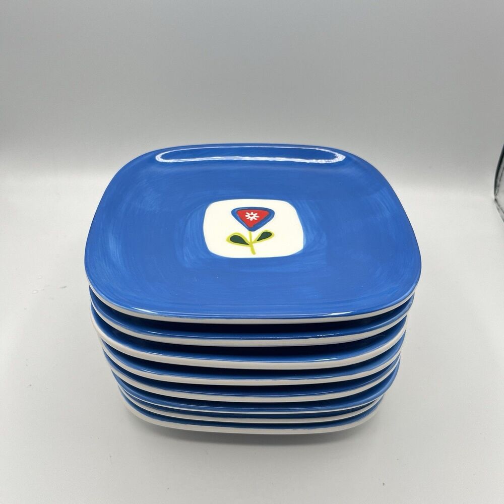 Winston Porter Borgeo Plates Set Of 8 - Blue
